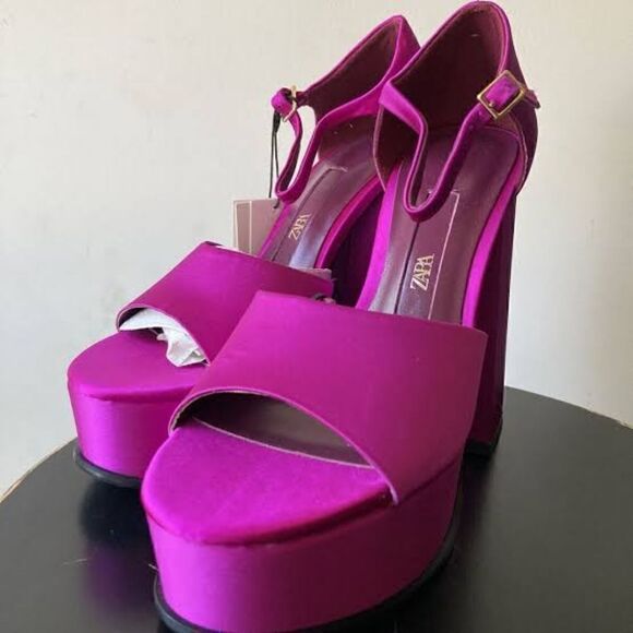 ZARA PLATFORM FUCHSIA HEELS - Picture 7 of 7